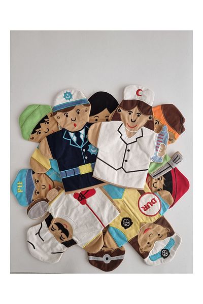 TOYFEST Embroidered Fabric Professions Hand Puppet