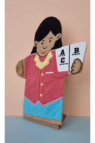 TOYFEST Embroidered Fabric Professions Hand Puppet - Teacher