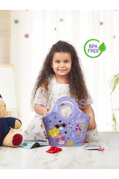 TOYFEST Multi-Purpose Lilac Children's Daily & Beach Bag - Meow Cat Model - 5 LT