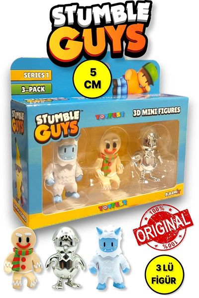TOYFEST مجموعة شخصيات Stumble Guys Series 1 - 3D Mini مكونة من 3 قطع - 3 قطع Frost Yeti Gingerbread Hatchling - 5 سم