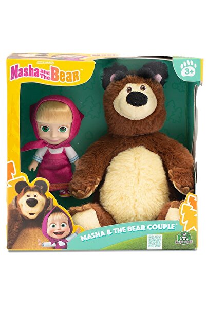 TOYFEST Masha and the Bear 2-Piece Figure Set - Masha and The Bear (Masha 12 cm) & Big Bear Plush (20 cm)