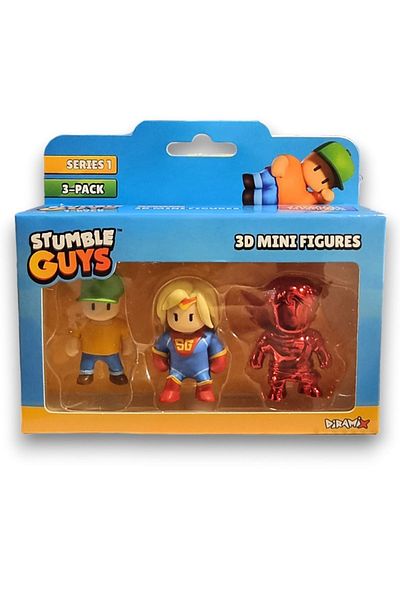 TOYFEST مجموعة شخصيات Stumble Guys Series 1 - ثلاثية الأبعاد صغيرة مكونة من 3 قطع - 3 قطع Mr Stumble Super Gal Dynamitron - 5 سم