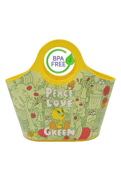 TOYFEST Multi-Purpose Yellow Children's Daily & Beach Bag - Peace Love Green Tweety Model - 5 LT