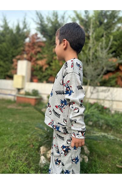 Dage Kids Sonic Patterned Top and Bottom Set for Boy