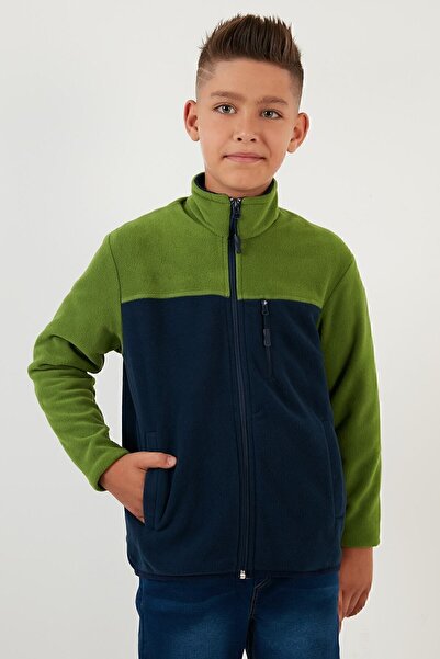Lela Yumuşak Dokulu Fermuarlı Renk Bloklu Dik Yaka Cepli Polar Unisex Çocuk Polar 5905001