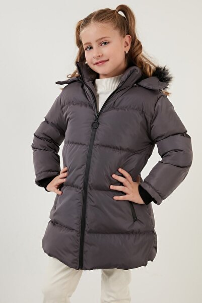 Lela Plush Lined Faux Fur Collar Removable Hooded Winter Coat Girls' Coat 5760072