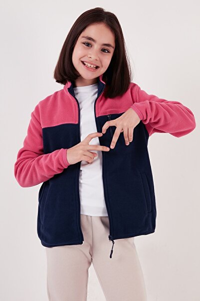 Lela Soft Textured Zippered Color Block Stand Collar Pocket Polar Unisex Children's POLAR 5905001