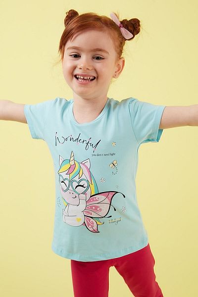 Lela Tricou din bumbac cu decolteu turn cu imprimeu Tricou pentru fete 6211044