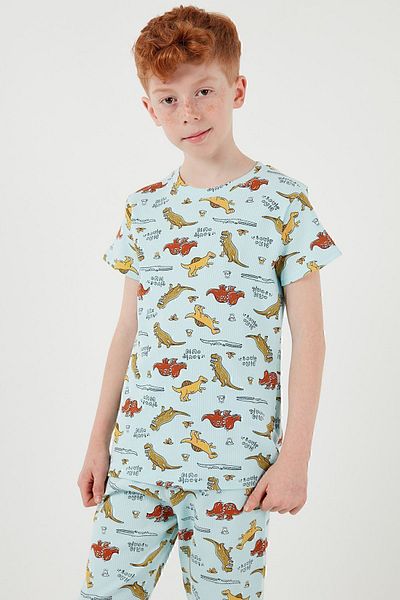 Lela Patterned 100% Cotton Crew Neck Pajama Set Boy's Pajama Set6651001