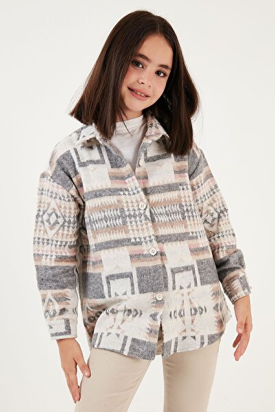 Lela Ethnic Patterned Winter Lumberjack Shirt Girls' SHIRT CF24W81785