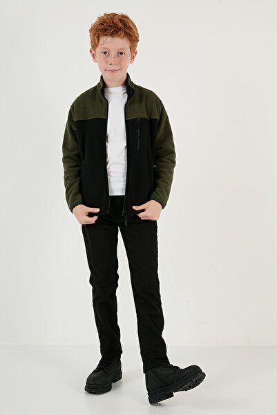 Lela Μαλακή υφή με φερμουάρ Color Block Stand γιακά τσέπη Fleece Unisex Παιδικό POLAR 5905001