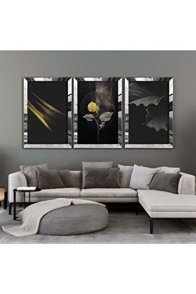 Harikabirev HARİKABİREV Combinație de flori negru-verde-galben - pictură MDF cu cadru din plexiglas KRFZ