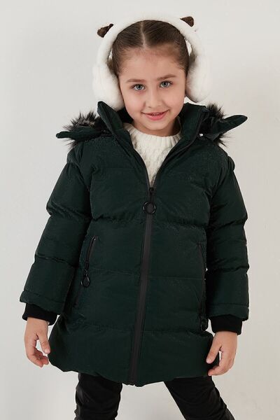 Lela Girl's Winter Coat with Faux Fur Collar, Plush Lining, Removable Hooded Slim-Fit Winter Coat 5