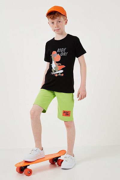 Lela Cotton Regular Fit Crew Neck Shorts Top and Bottom Set for Boys6212014