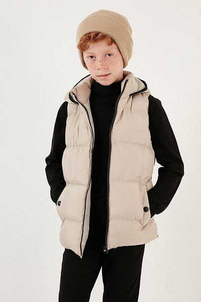 Lela Zippered Hooded Pocket Puffer Vest Unisex Children'S VEST 5761983