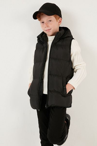 Lela Zippered Hooded Pocket Puffer Vest Unisex Children'S VEST 5761983
