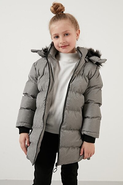 Lela Χειμερινό παλτό για κορίτσι με γιακά από ψεύτικη γούνα, βελούδινη φόδρα, χειμερινό παλτό με αφαιρούμενη κουκούλα 5