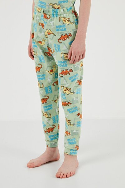 Lela Patterned 100% Cotton Crew Neck Pajama Set Boy's Pajama Set6651003