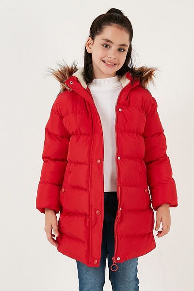Lela Hooded Coat with Faux Fur Collar and Pockets Girls' COAT 6028720