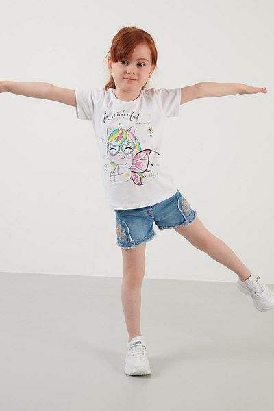 Lela Tricou din bumbac cu decolteu turn cu imprimeu Tricou pentru fete 6211044
