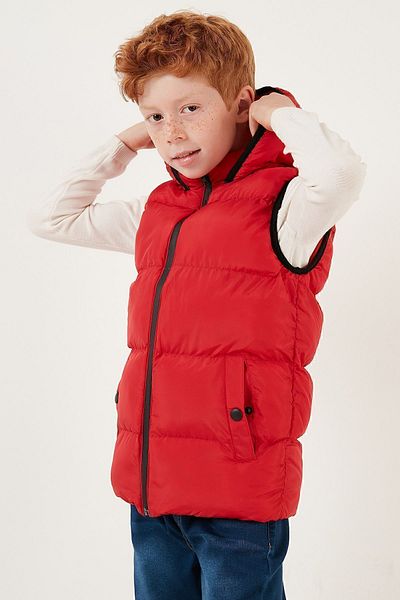 Lela Zippered Hooded Pocket Puffer Vest Unisex Children'S VEST 5761983