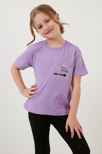 Lela Tricou din bumbac cu decolteu rotund cu imprimeu Tricou pentru fete 6211046