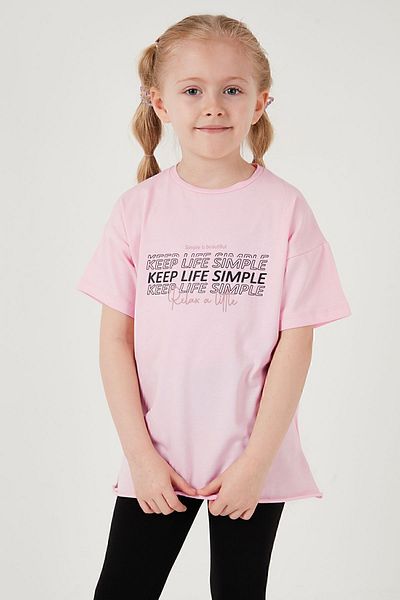 Lela Girl's Cotton Crew Neck Bottom-Top Set - Short Sleeve Tights, Model6212007