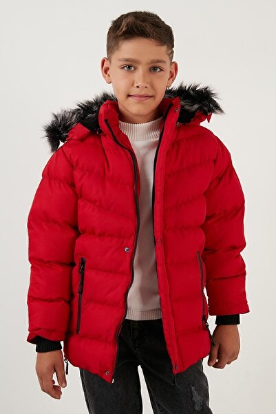 Lela Faux Fur Plush Lined Removable Hooded Coat Boy's Coat 5763028