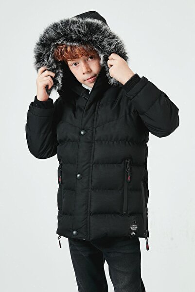 Lela Αποσπώμενο παλτό με κουκούλα με βελούδινη επένδυση από ψεύτικη γούνα 5763028