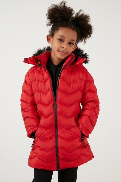 Lela Plush Lined Faux Fur Collar Removable Hooded Winter Girl's Coat 5766041