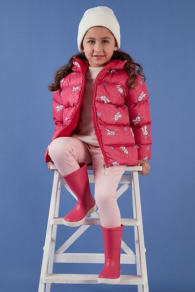 Lela Παλτό για κορίτσια με εμπριμέ μαλακό fleece με κουκούλα Puffer 5763001