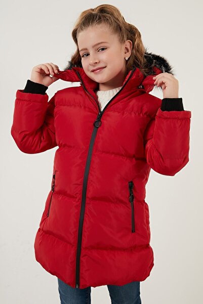 Lela Plush Lined Faux Fur Collar Removable Hooded Winter Coat Girls' Coat 5760072