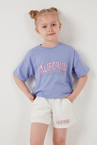 Lela Cotton Printed Crew Neck Shorts Top and Bottom Set Girl's SET6212004