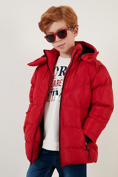 Lela Plush Lined Removable Hooded Winter Coat with Pockets Boys' Coat 5761587