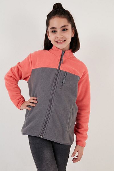Lela Soft Textured Zippered Color Block Stand Collar Pocket Polar Unisex Children's POLAR 5905001