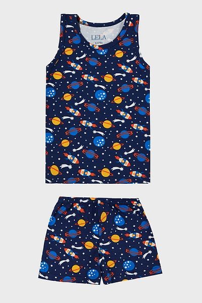 Lela Stretch Cotton Crew Neck Athlete Boxer 2-Piece Underwear Set Girls and Boys Shorts Set 6651010