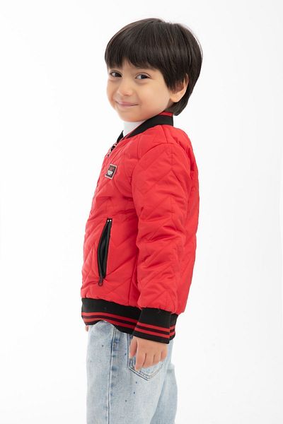 Riverstorm Red Boy's Jacket - Water and Windproof, Zippered, Lined College Collar