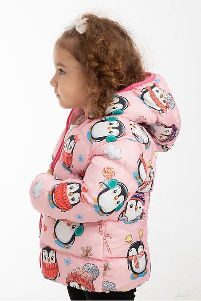Riverstorm Girl's Fleece Hooded Penguin Candy Patterned Winter Puffer Coat & Coat & Parka