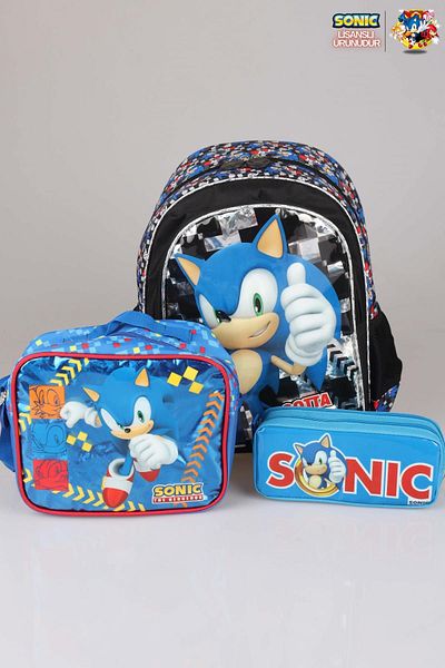 Disney Licențiat pentru școală Sonic - Set de 3 pungi pentru nutriție și creion