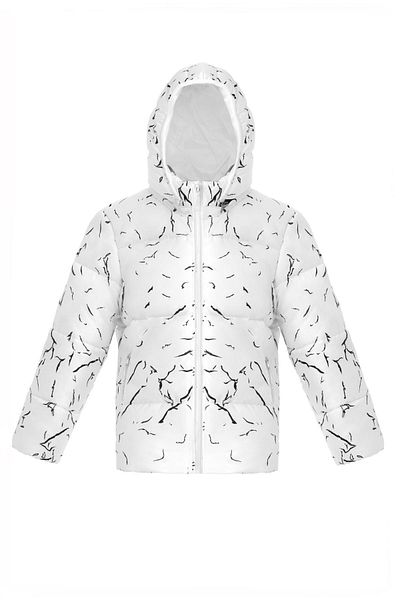 Montup Boys' Winter Puffer Jacket - White, Detachable Hood, Water and Windproof, with Pockets