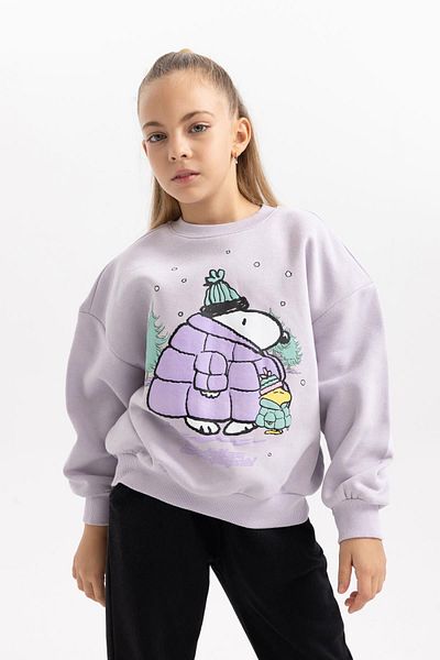 DeFacto Girl - Soft Furry Snoopy Crew Neck Thick Sweatshirt B4730a823wn