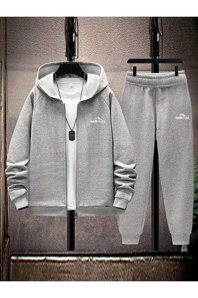 Afternoon Kids Gray''Rain'' Printed 3-Piece Tracksuit Set for Boys