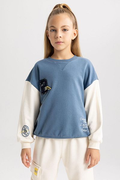 DeFacto Dívčí mikina Relax Fit - Crew Neck, potištěná, silná A7901A823Au