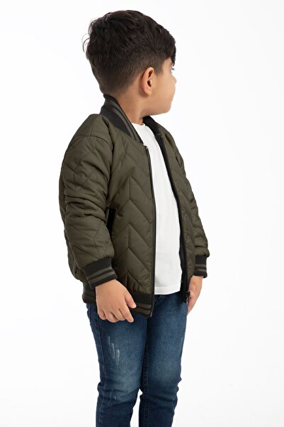 Montstop Khaki Boy's Jacket - College Collar, Lined, Water and Windproof, Zippered Pocket Jacket