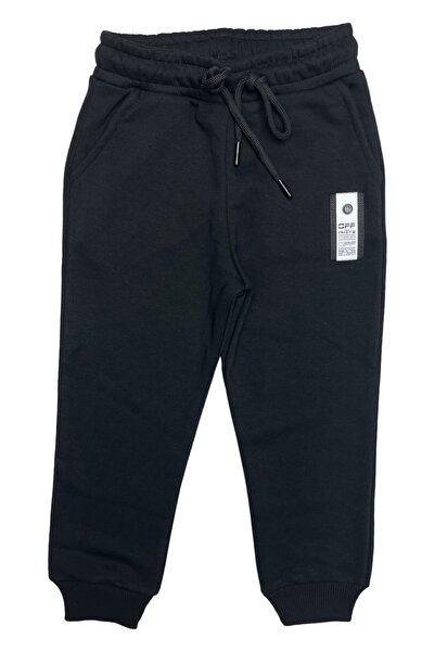 Cloise Children's 3-string Unripped Embroidered Black Tracksuit Bottom