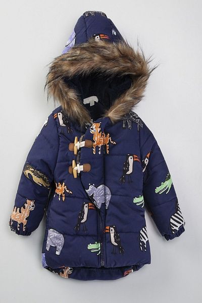 PODIUM GYM Baby Winter Coat with Cute Animals Figures, Fur Inner Lining, Fur Hood and Gilded Winter Coat