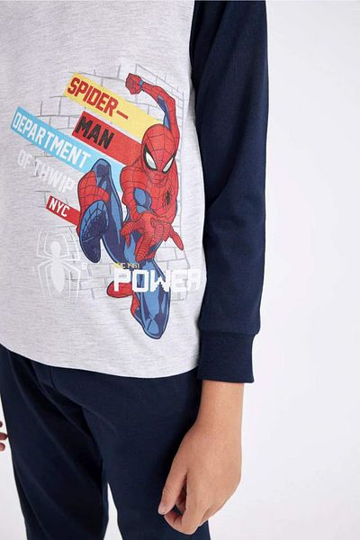 DeFacto Marvel Spiderman Boy's Pajamas Set - Long Sleeve, Top and Bottom Set D3619A824Wn