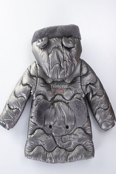 PODİUM GİYİM New Cute Baby Elephant Patterned Fur Inside Soft Fabric with Gilded Ear Detail Hooded Winter Coat