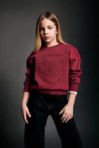 DeFacto Harry Potter Patterned Girl's Sweatshirt - Crew Neck, Soft Feather, Thick - B0423A823Wn