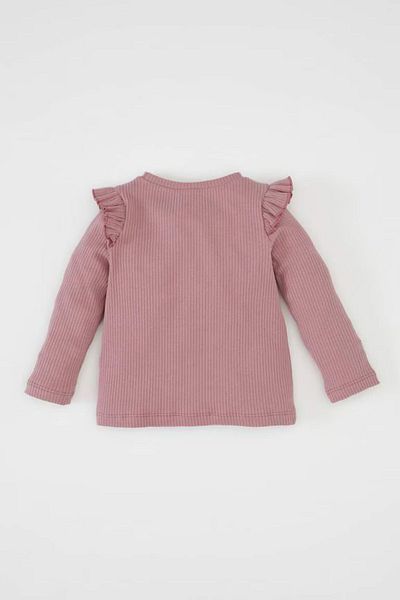 DeFacto Baby Girl Floral Print Ribbed Camisole T-Shirt - Long Sleeve, Crew Neck D0745A524Au